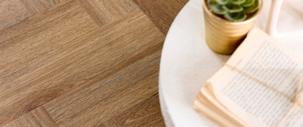 Parquet flooring in living room